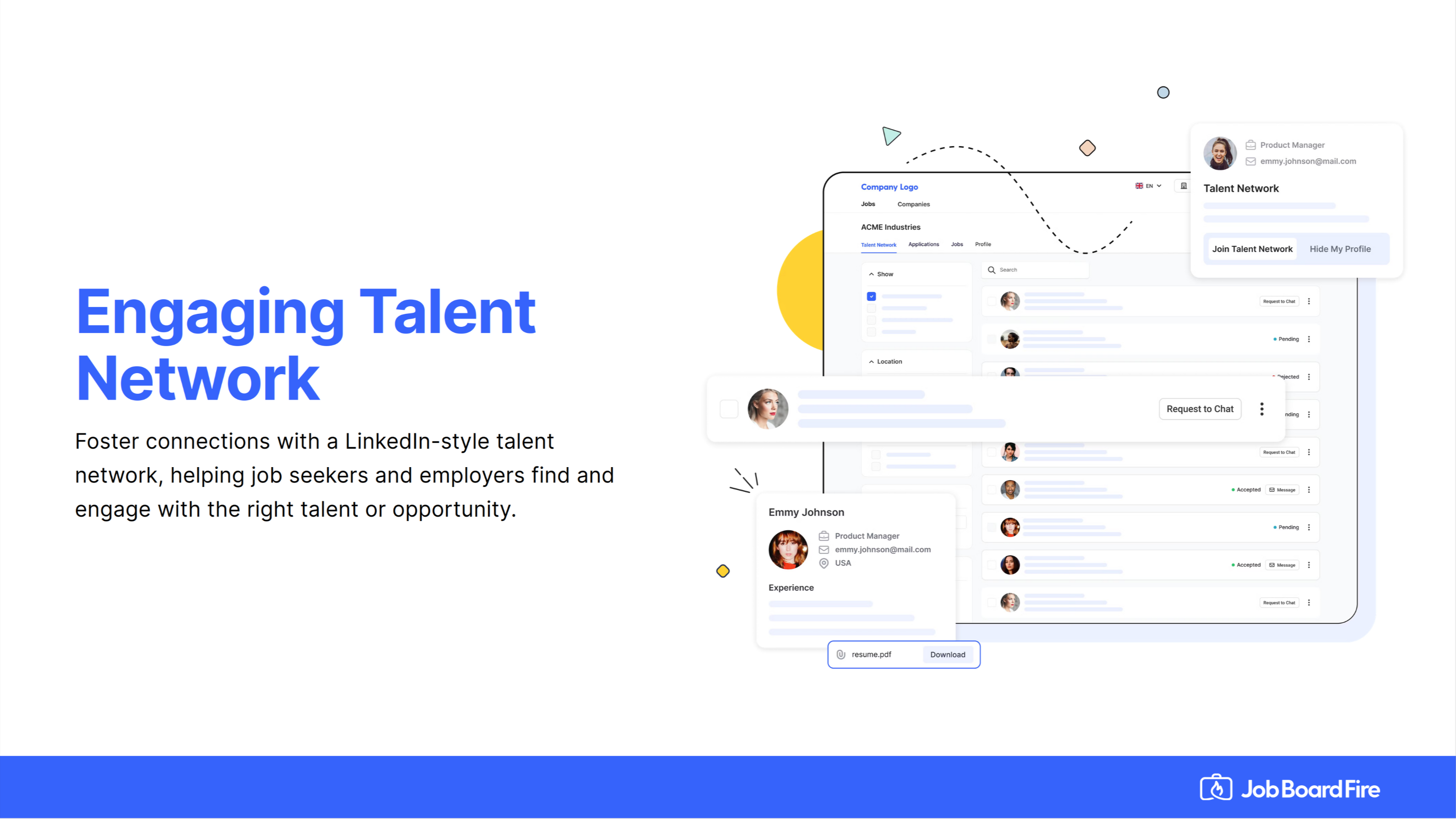 screenshot of Job Board Fire
